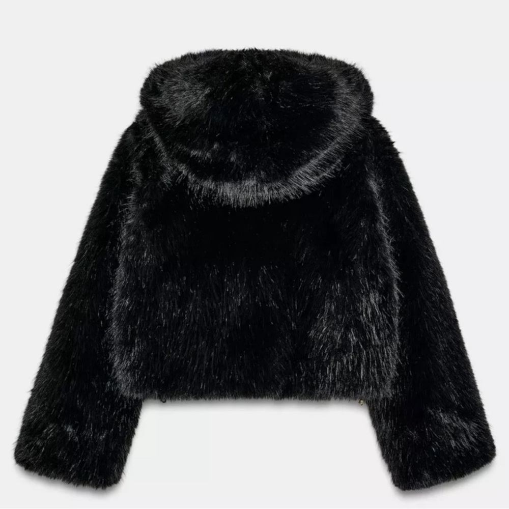 ZARA SHORT FAUX FUR HOODED COAT - Picture 10 of 13